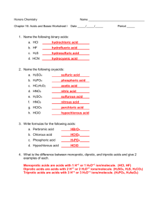 Acids and bases Packet (Chapters 16 & 17)