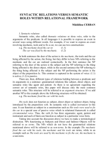 (syntactic) relations versus semantic roles within relational framework