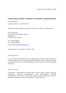 Cooperation and the evolution of symbolic communication