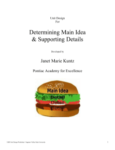 Determining Main Idea & Supporting Details