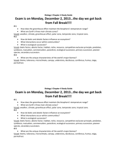 Biology I Chapter 4 Study Guide Exam is on Monday, December 2