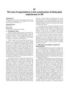 Role of expectations short