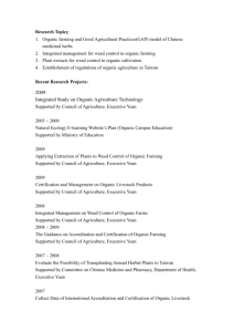 Research Topics: Organic farming and Good Agricultural Practices