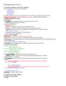 Cell Anatomy notes (Chapter 6)