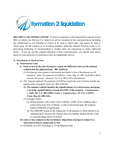 Detailed Outline of Cancellation of Debt Income Issues