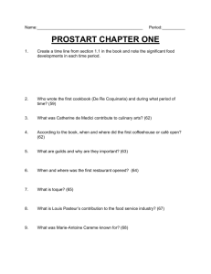 Name: Period:______ PROSTART CHAPTER ONE 1. Create a time