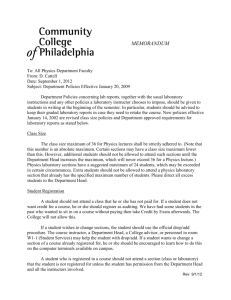 Physics Department Policies - Community College of Philadelphia