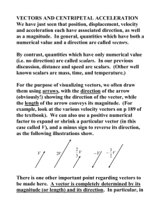 Notes on Vectors and Centripetal Acceleration