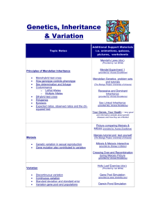 Genetics, Inheritance & Variation - bio