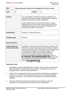 9655 Advise pharmacy clients on the management of minor wounds