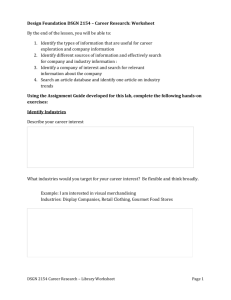 Design Foundation DSGN 2154 – Career Research: Worksheet By