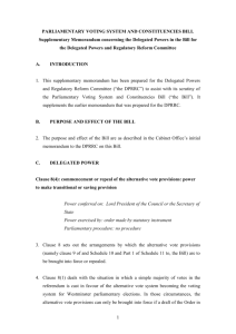 Supplementary Delegated Powers Memorandum