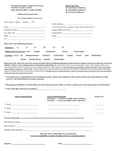 Fieldwork Placement Form - Richard Stockton College of New Jersey