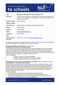 Reading and Spelling CPD sessions Spring Term