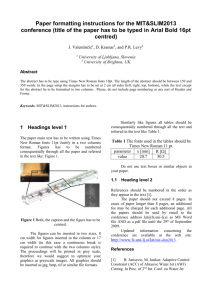 Paper formatting instructions for the MIT`2005 conference (title of the