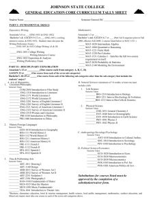 General Ed Core Curriculum Requirements Tally Sheet