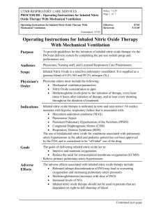 Operating Instructions for Inhaled Nitric Oxide Therapy With