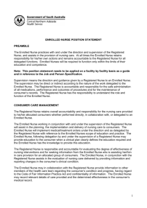 ENROLLED NURSE POSITION STATEMENT PREAMBLE The
