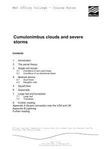 Cumulonimbus clouds and severe storms