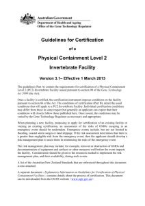 Guidelines for Certification of a Physical Containment Level 2