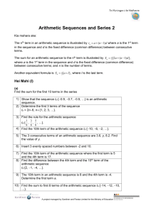 Arithmetic Sequences & Series 2