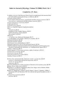 Index to Journal of Bryology, Volume 22 (2000), Parts 3 & 4