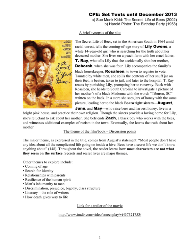 the secret life of bees synopsis