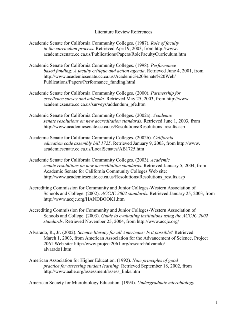 literature review reference format