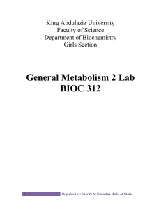 General Metabolism 2 Lab