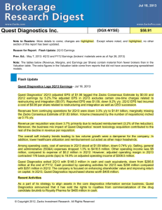 Quest Diagnostics Inc. (DGX-NYSE) $58.91 Note to Readers: More