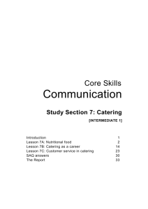 Communication Int 1: Study Section 7: Catering