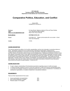 Comparative Politics, Education, and Conflict
