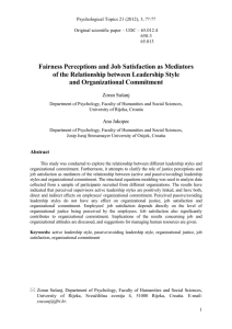 Fairness perceptions and job satisfaction as mediators on the