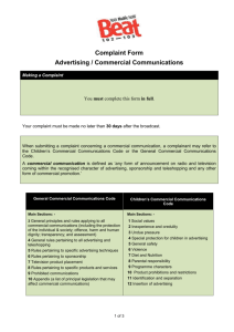 Advertising Complaint Form - Beat 102-103