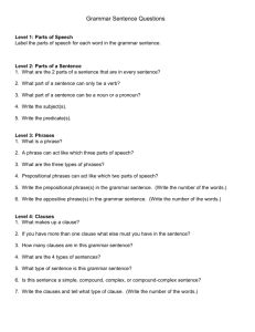 Grammar Sentence Questions