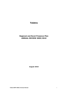 Regional and Rural Presence Plan Annual Review 2009