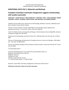 Columbian Mammoth Mitogenome Additional data file 1: Materials