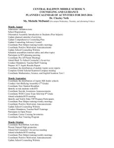 CBMS Guidance & Counseling Planned Calendar of Activities