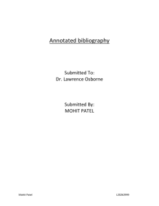 Annotated bibliography Submitted To: Dr. Lawrence Osborne