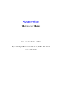 1 Metamorphism The role of fluids Bjørn Jamtveit and Haakon