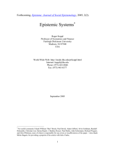 Epistemic Systems* - Fdu - Fairleigh Dickinson University
