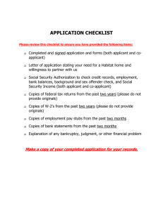 Application checklist