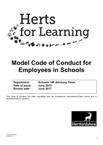 CSF0029 Model code of conduct policy for employees in schools