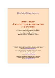 Reflections Sociology and Anthropology at Concordia