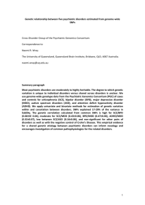 Genetic relationship between five psychiatric disorders estimated