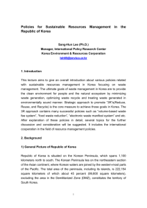 Policies for Sustainable Resources Management in Korea