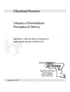 Self Study - Adequacy of Hemodialysis (Prescription & Delivery)
