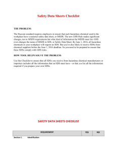 Safety Data Sheets Checklist