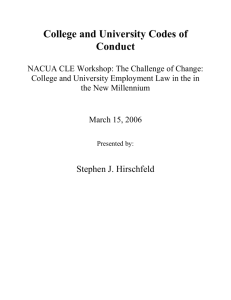 College and University Codes of Conduct