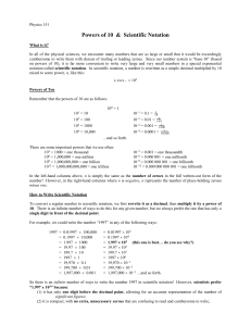 Powers of 10 Notation